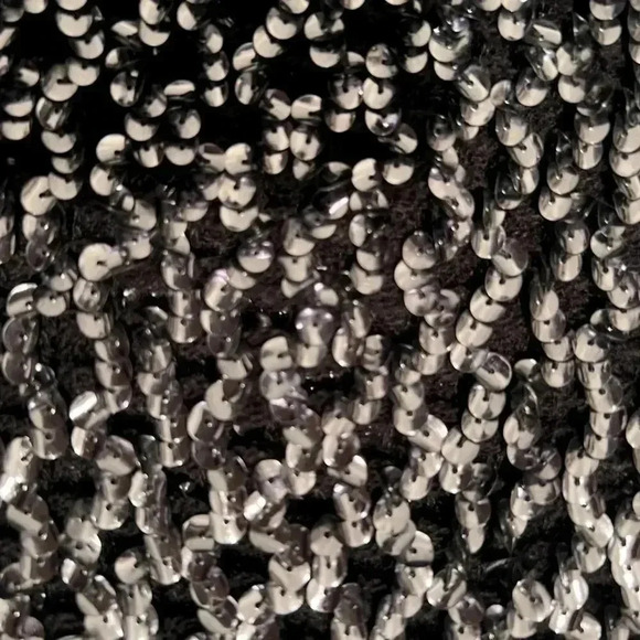 Vintage three FLAGGS SILVER BLACK SEQUIN KNIT MESH B NECK SLOUCH TOP - Picture 6 of 13